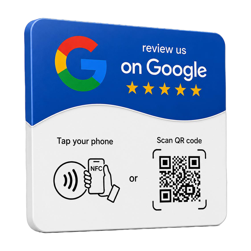 White Google review card